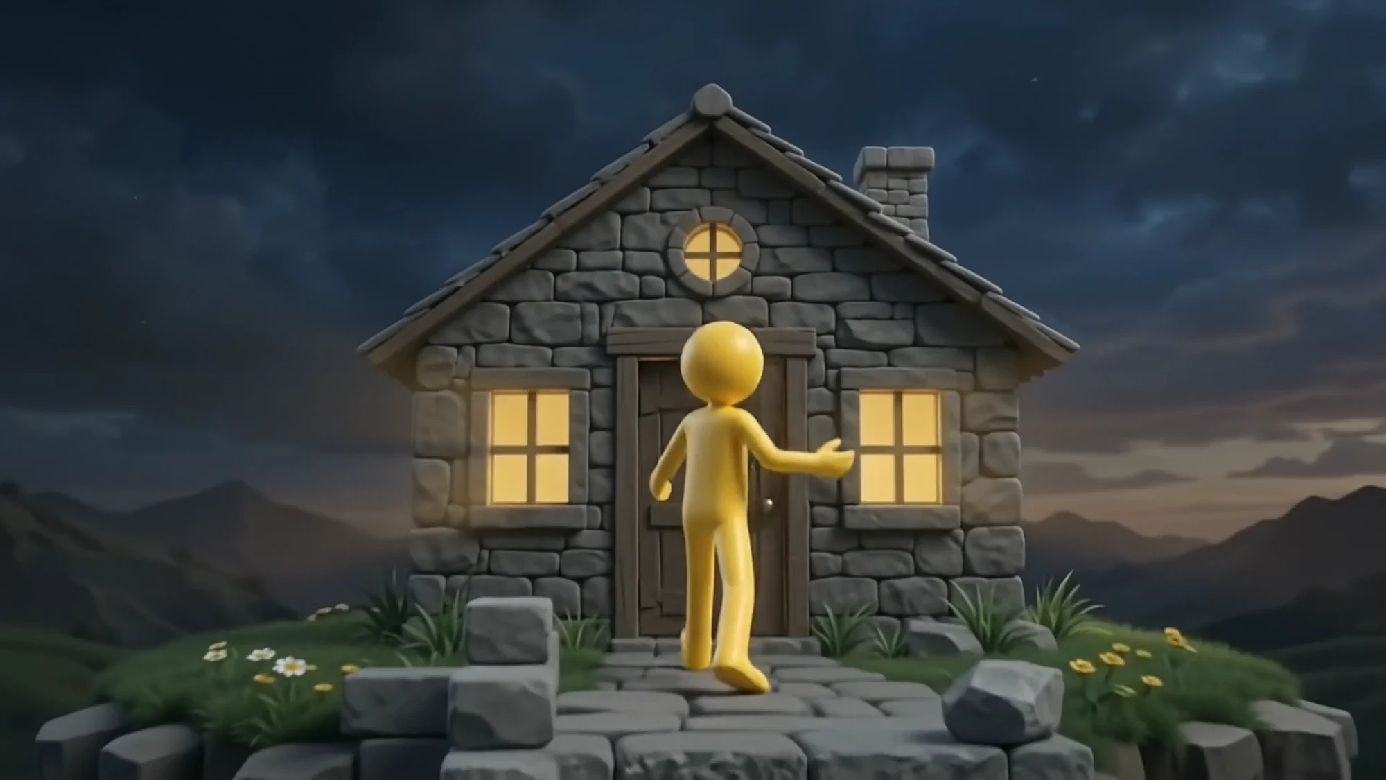 The house with its lights on