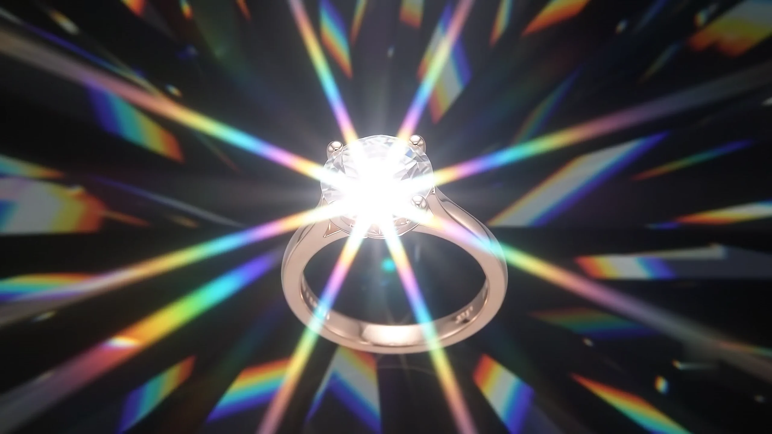 Aurora solitaire splitting a spotlight into rainbow rays
