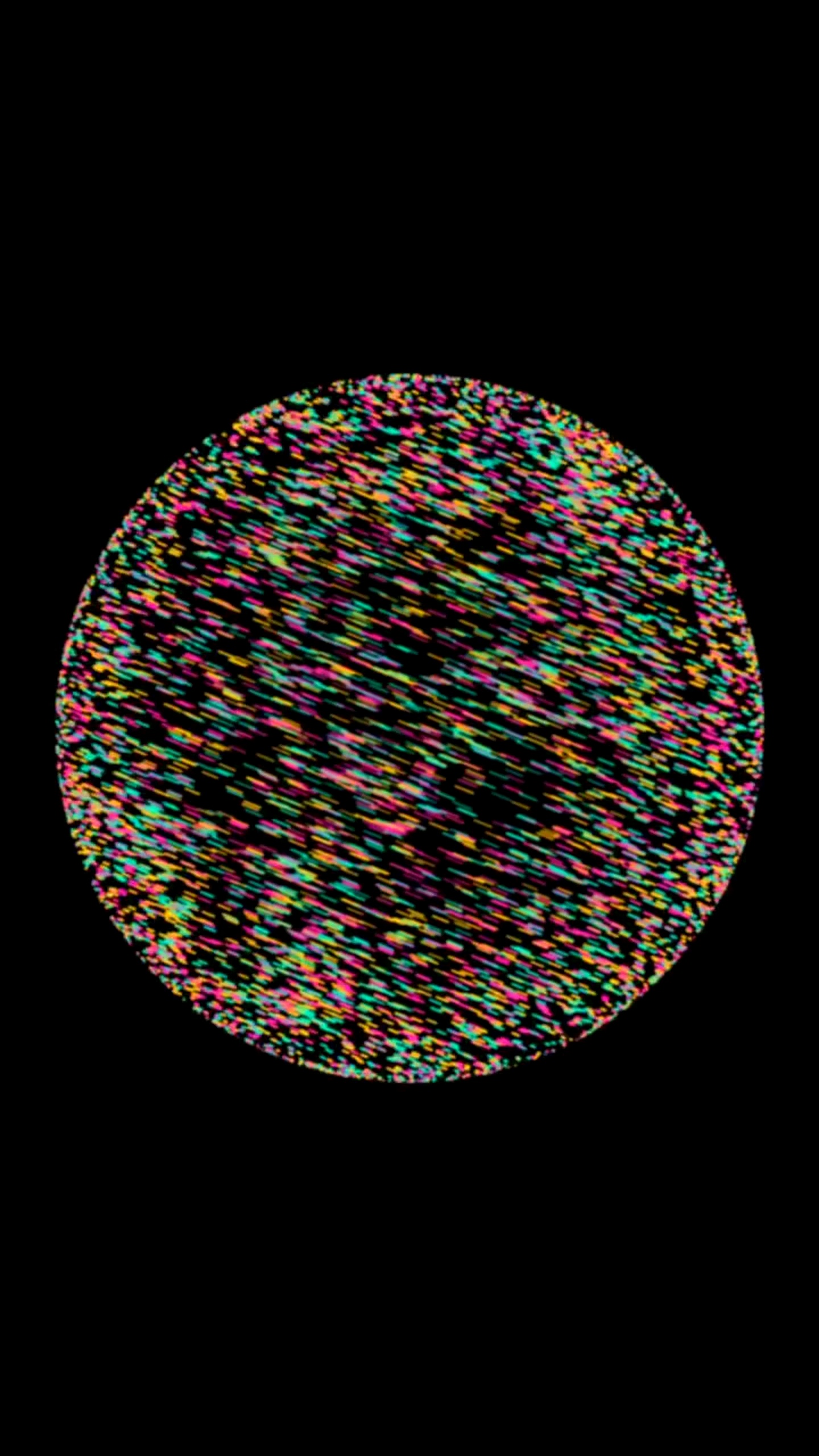 A living sphere of vibrant pink, turquoise and yellow signals
