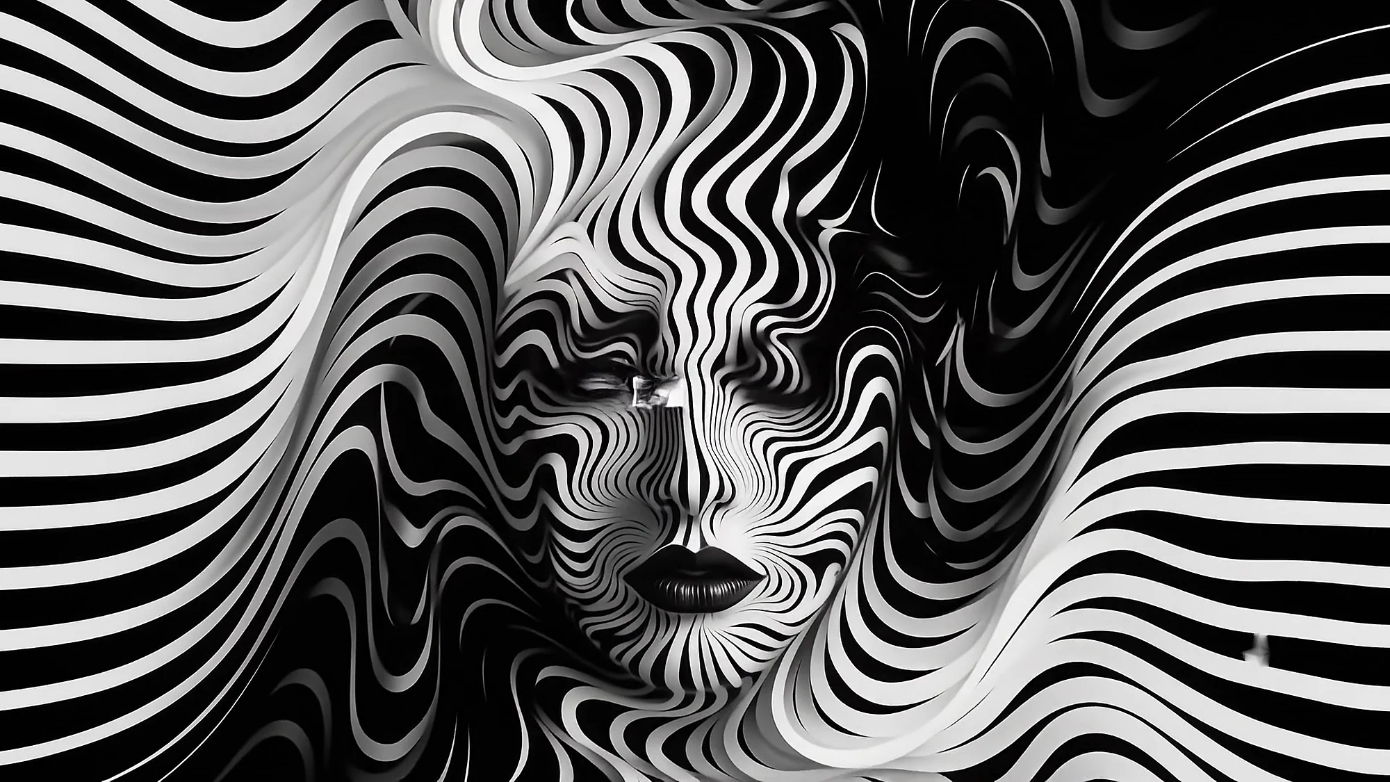 Look 03: stripes warping around a face