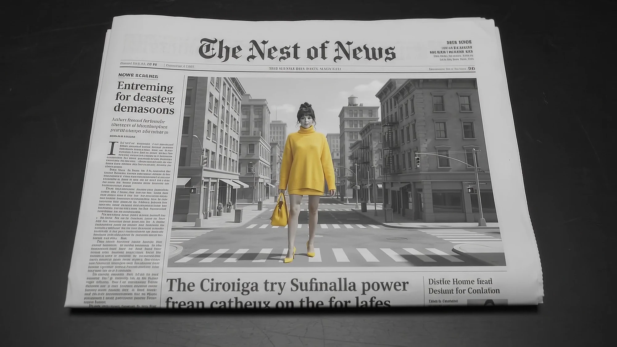 The Nest of News front page lying on a dark table