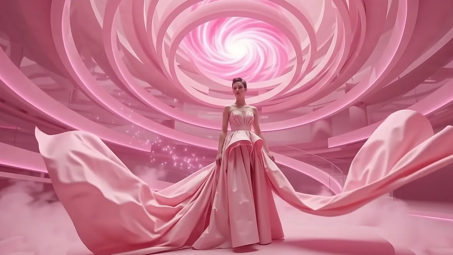 The full fourteen-metre train fanned out beneath the glowing vortex