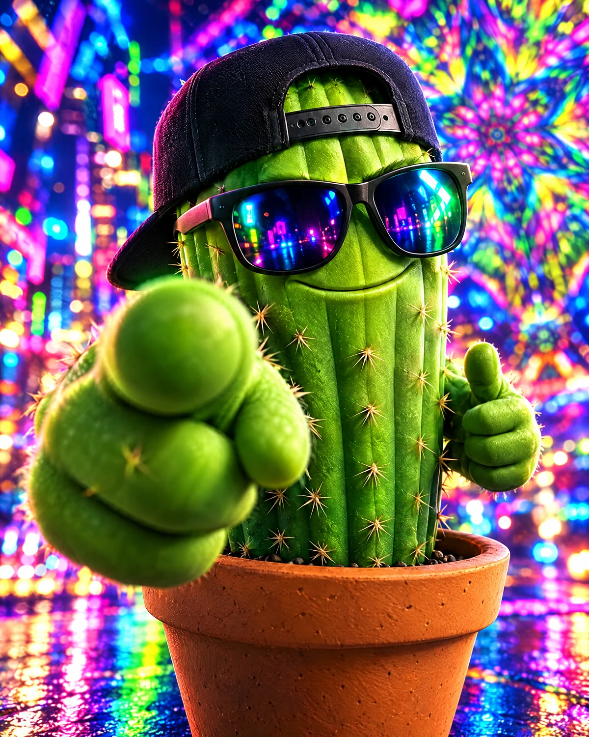Spike pointing straight at the camera