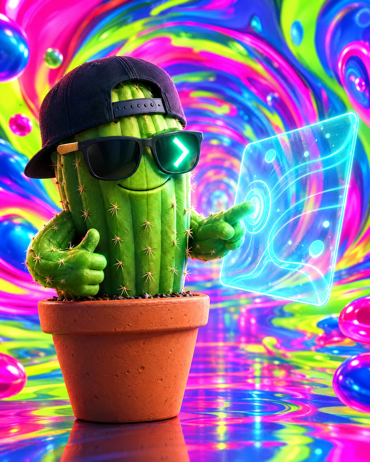 Spike tapping a floating holographic prompt panel