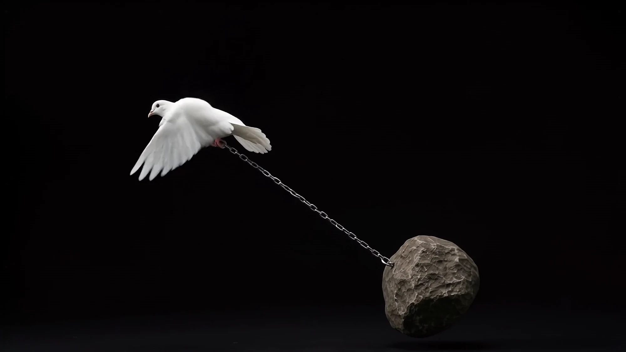 A single stone on a chain resting in the dark
