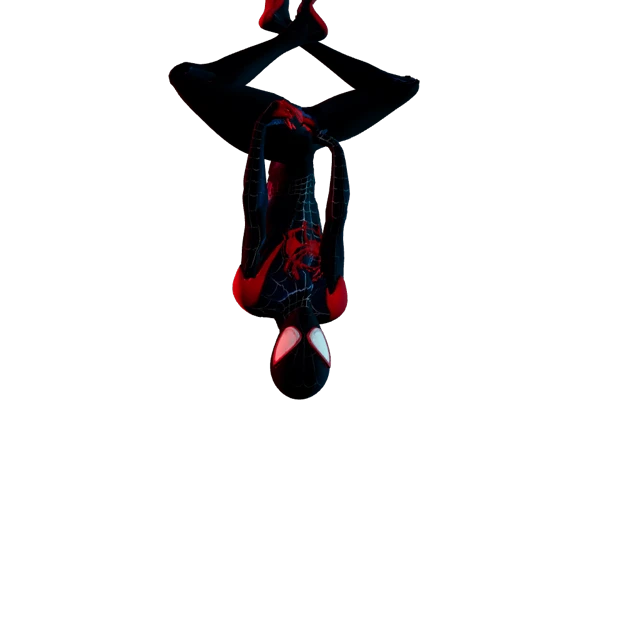 The Upside runner hanging upside down from a rope