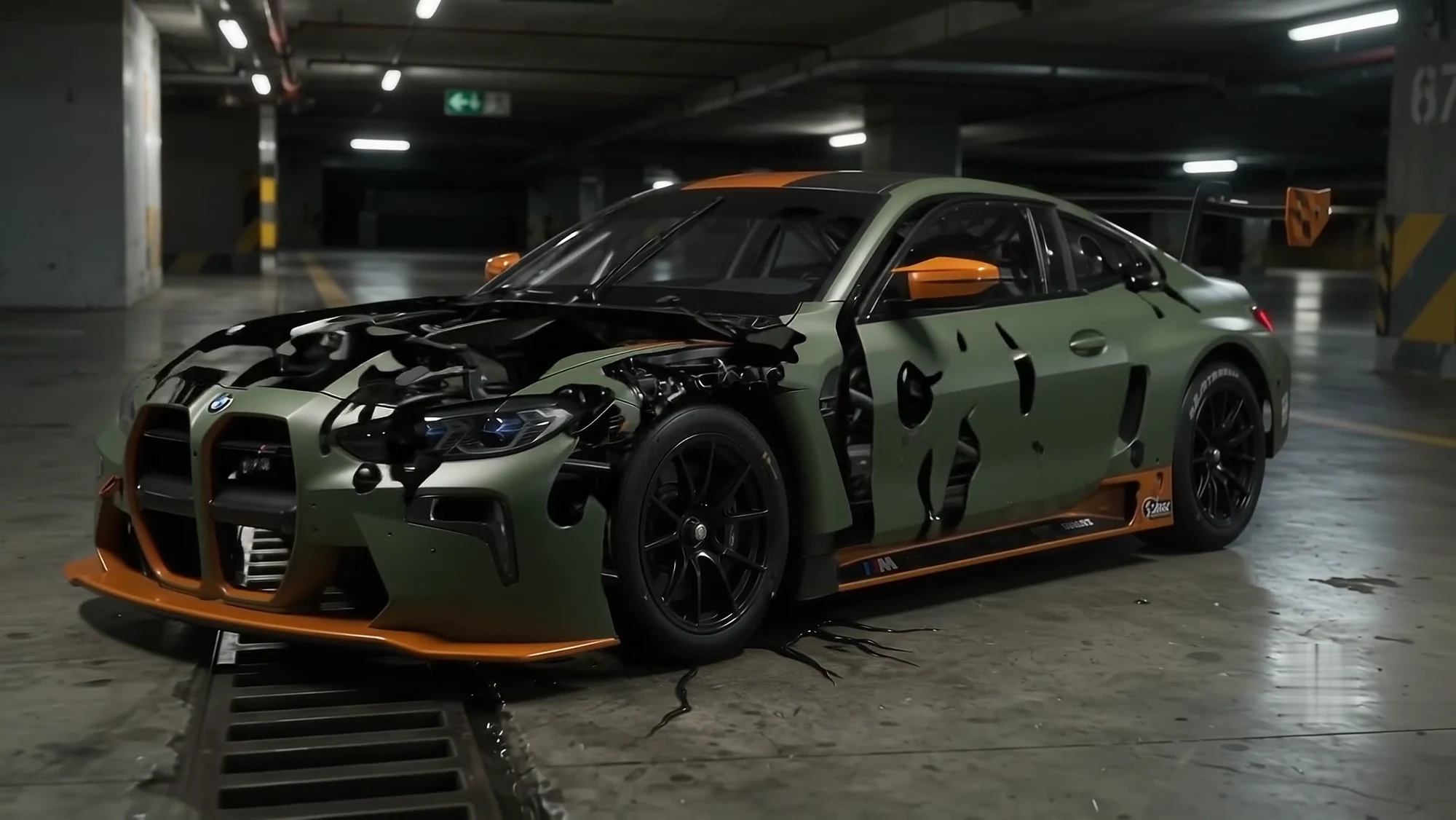 Frame from the automotive liquid-to-race-car transformation