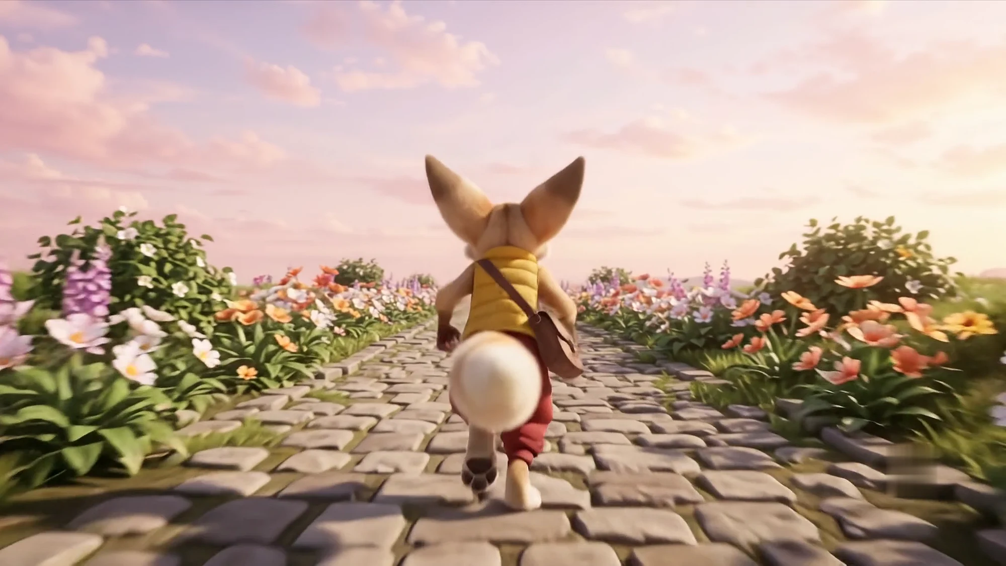 Courier on the garden road with his satchel