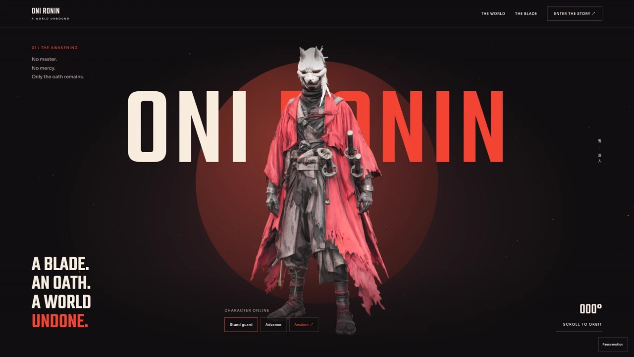 ONI RONIN website by Scrollhaus